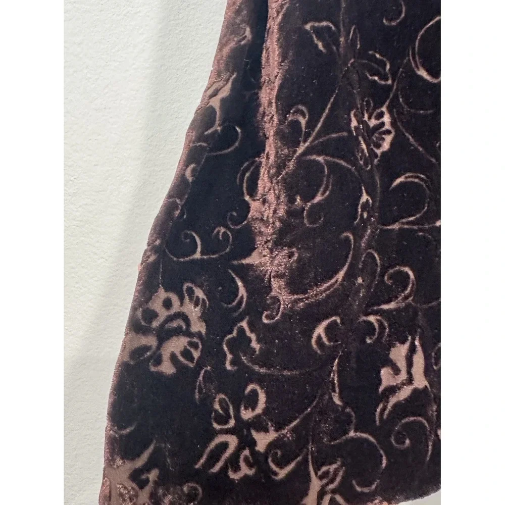 90s Y2K Look Cejon Silk Blend Brown Velvet Scarf Indie Boho Festival Whimsigoth